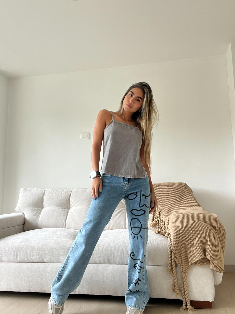 Jeans Claro Pintado
