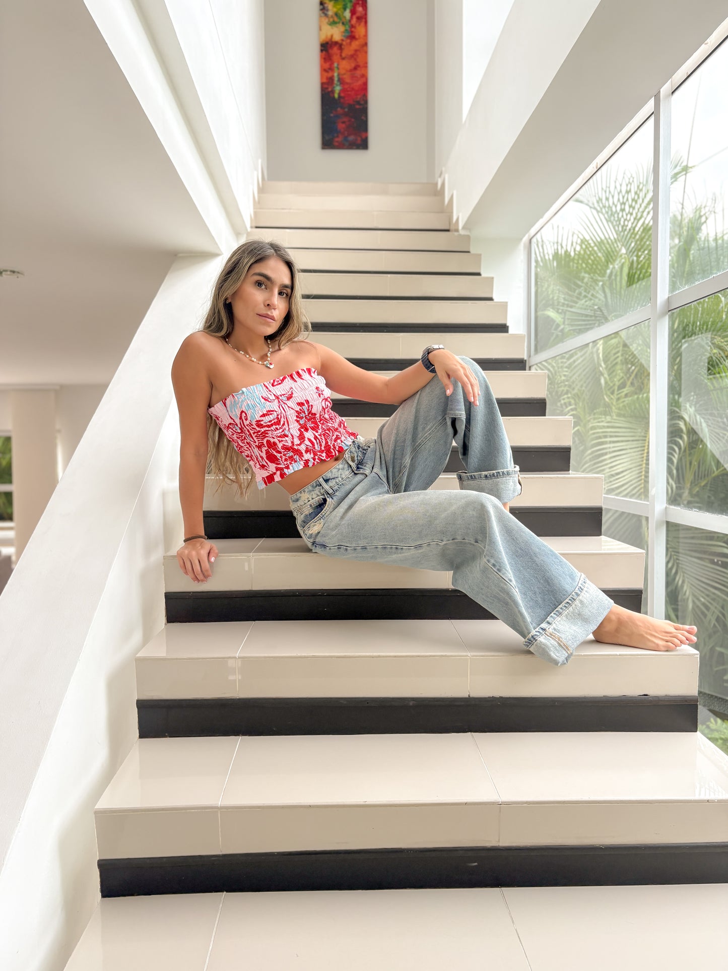 Top rizado color
