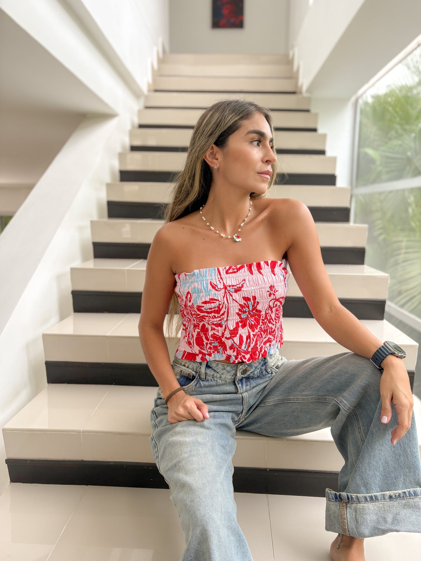 Top rizado color